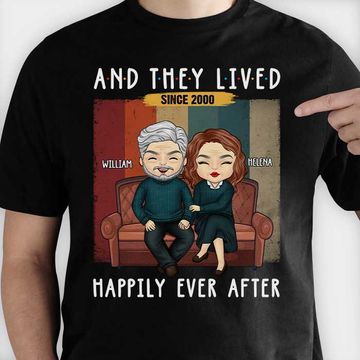 Discover And They Lived Happily Ever After - Personalized Unisex T-Shirt - Gift For Couple, Husband Wife, Anniversary, Engagement, Wedding, Marriage Gift