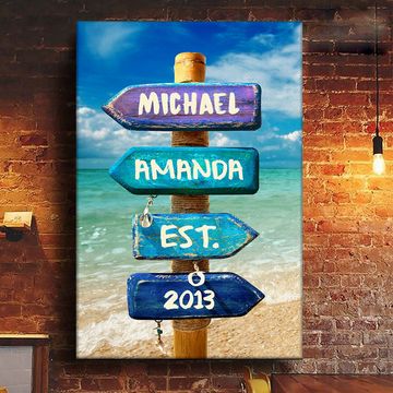 Discover Love You To The Beach And Back - Couple Personalized Custom Vertical Canvas - Gift For Husband Wife, Anniversary
