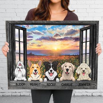 Discover Dogs By The Window - Personalized Horizontal Canvas