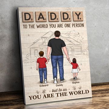 Discover Dad We Love You - Family Personalized Custom Vertical Canvas - Birthday Gift For Dad