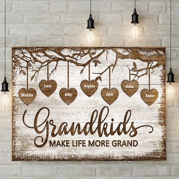 Discover Grandkids Make Life More Grand - Personalized Horizontal Canvas