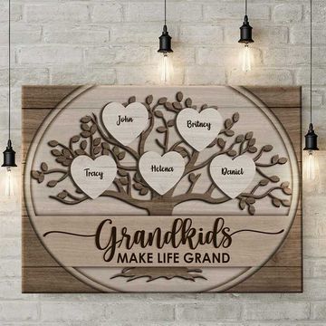 Discover The Grandkids Make Life Magnificent - Personalized Horizontal Canvas - Gift For Grandparents