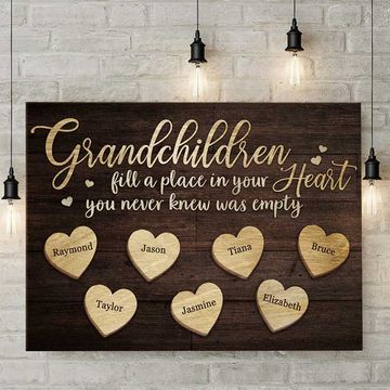 Discover Grandchildren Fill A Place In Your Heart - Personalized Horizontal Canvas - Gift For Grandparents
