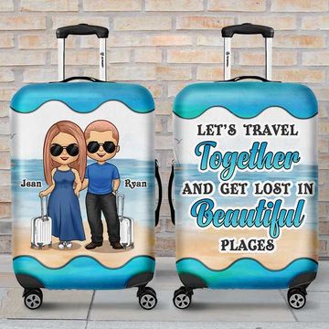 Discover Let's Travel Together And Get Lost In Beautiful Places - Gift For Couples, Husband Wife - Personalized Luggage Cover
