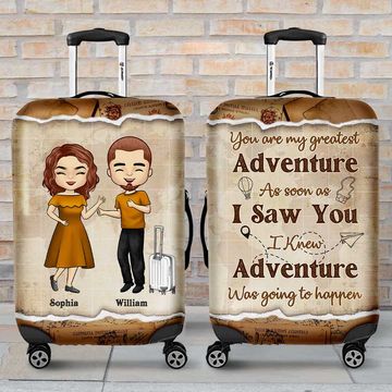 Discover You Are My Greatest Adventure - Gift For Couples, Husband Wife - Personalized Luggage Cover