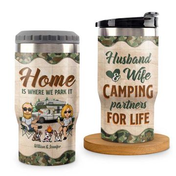 Discover Home Is Where We Park It Couples Husband Wife Custom Gift Personalized Can Cooler