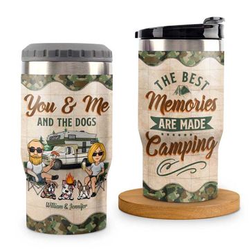Discover Camping Couple Cool Dogs Couples Husband Wife Custom Gift Personalized Can Cooler