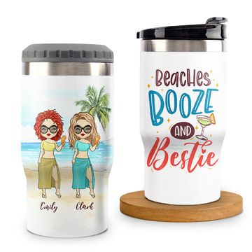 Discover Chillin' At The Beach With My Bestie Custom Bestie Gift Personalized Can Cooler