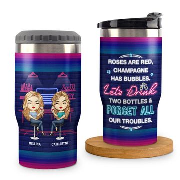 Discover Let's Drink And Forget All Our Troubles Custom Bestie Gift Personalized Can Cooler