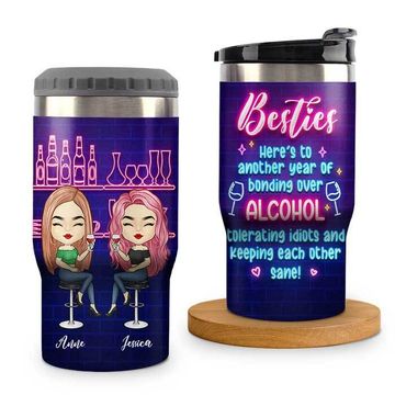 Discover Another Year Of Bonding Over Alcohol Custom Bestie Gift Personalized Can Cooler