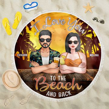 Discover To The Beach And Back - Personalized Round Beach Towel - Gift For Couples, Husband Wife