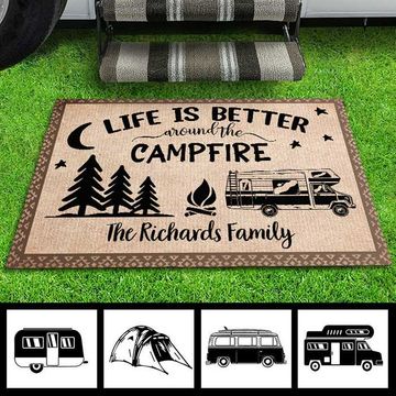 Discover Life Is Better Around The Campfire - Personalized Decorative Mat