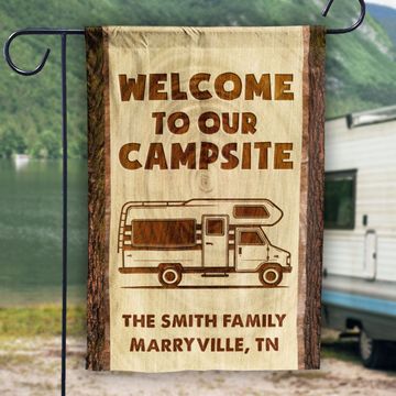 Discover Welcome To Our Family Campsite - Personalized Flag - Gift For Camping Lovers