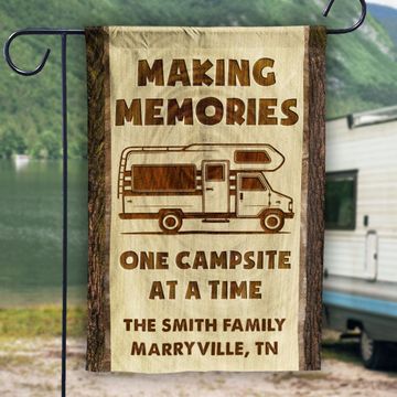 Discover Making Memories Campsite At A Time - Personalized Flag - Gift For Camping Lovers