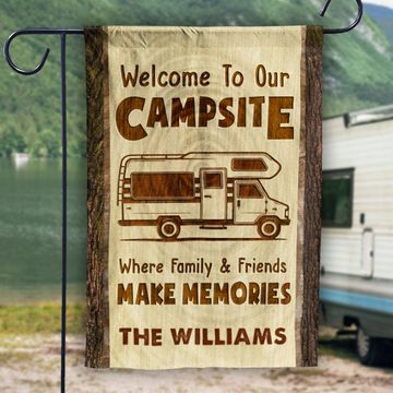 Discover Welcome To Our Campsite & Make Memories - Personalized Flag - Gift For Camping Lovers