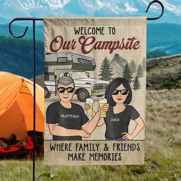 Discover Welcome To Our Campsite Vintage - Personalized Flag - Gift For Camping Lovers