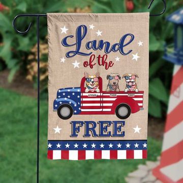 Discover America, Land Of The Free - 4th Of July Decoration - Personalized Dog Flag