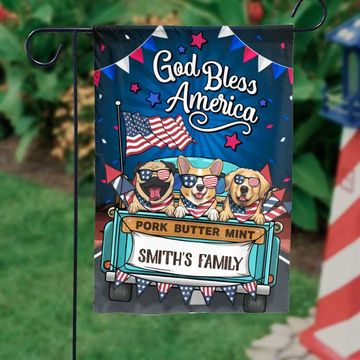 Discover God Bless America - 4th Of July Decoration - Personalized Dog Flag