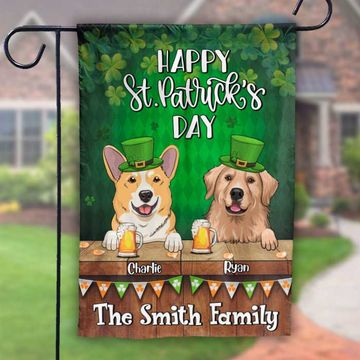 Discover Happy St. Patrick's Day With Dogs - Gift For St. Patrick's Day, Personalized Flag