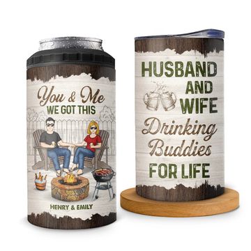 Discover Husband And Wife Drinking Buddies For Life Camping Couples Custom Personalized Can Cooler