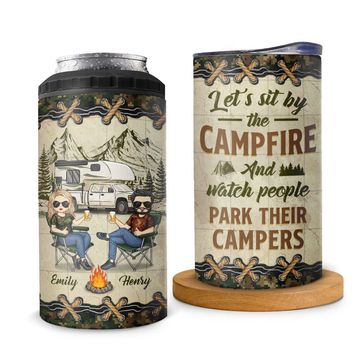 Discover Let's Sit By The Campsite Camping Couples Custom Personalized Can Cooler