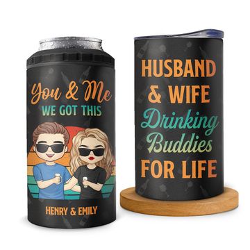 Discover Drinking Buddies Husband Wife Couple Custom Gift Personalized Can Cooler
