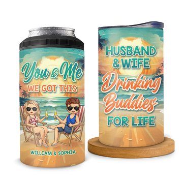 Discover Husband And Wife Drinking Buddies For Life Couple Custom Gift Personalized Can Cooler
