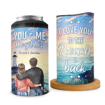 Discover I Love You To The Beach And Back Summer Vacation Couple Custom Personalized Can Cooler
