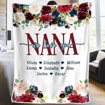 Discover Nana Grandma We Love You Grandma Gift Personalized Custom Blanket