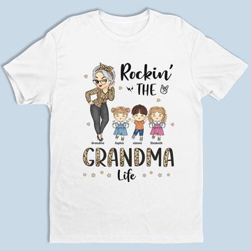 Discover Rocking The Grandma Life - Family Personalized T-shirt - Mother's Day Gift For Mom