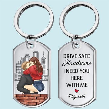 Discover Drive Safe Handsome I Love You - Couple Personalized Keychain - Gift For Husband Wife