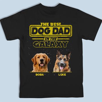 Discover Custom Photo The Best Dog Dad In The Galaxy Personalized Upload Pets Image Unisex T-Shirt