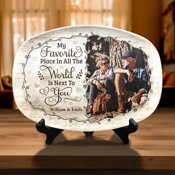 Discover Next To You Is My Favorite Place Custom Couple Photo Platter Personalized Resin Platter