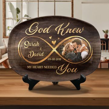 Discover God Knew My Heart Need You Custom Photo Couple Anniversary Gift Personalized Resin Platter