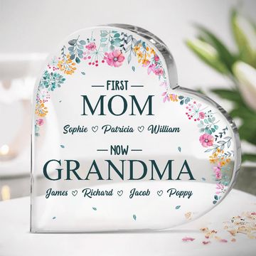 Discover First Mommy Now Grandma Custom Family Personalized Crystal Heart Keepsake