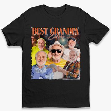 Discover Custom Photo Best Grandpa Ever - Family Personalized Bootleg 90s T-shirt - Gift For Grandpa