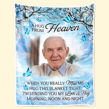 Discover Custom Upload Photo Kisses From Heaven Family Memorial Personalized Blanket
