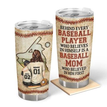 Discover Baseball Mom Behind Every Baseball Player Mother's Day Custom Stainless Steel Tumbler