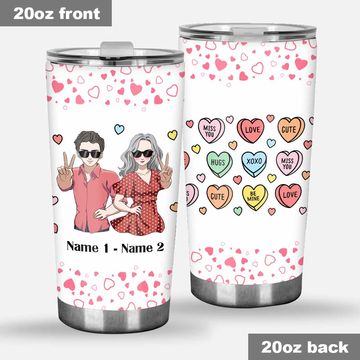 Discover Candy Hearts Gift For Love Couple - Personalized Couple Tumbler