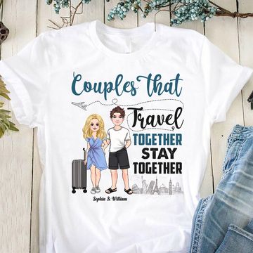 Discover Couple That Travel Together Personalized Travelling Couple Custom T-Shirt