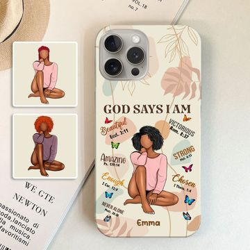 Discover God Says I Am - Personalized African American Phone Case