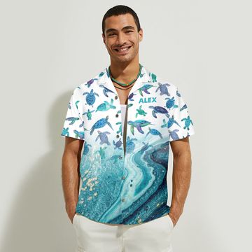 Discover Turtle Lovers Sear Lovers - Personalized Turtle Hawaiian Shirt