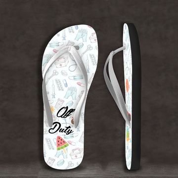 Discover Nurse Off Duty Summer Vacation Custom Personalized Flip Flops