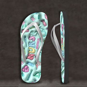 Discover Nurse Life Summer Custom Personalized Flip Flops