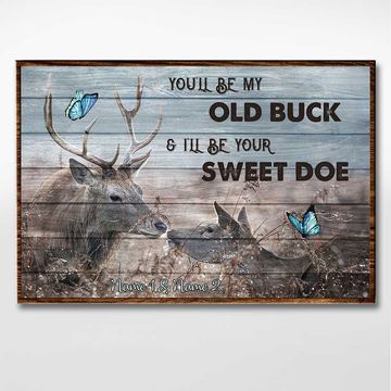 Discover Old Buck Sweet Doe - Personalized Couple Hunting Couple Canvas