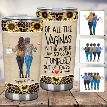 Discover Funny Mother Tumbler Mom And Daughter Sunflower Custom Personalized Mother's Day Tumbler