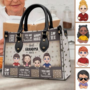 Discover Best Grandma/ Mom Ever - Gift for grandma - Personalized Leather Handbag