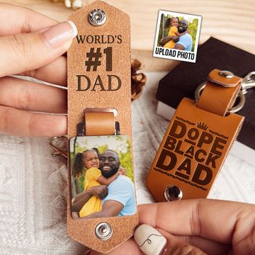 Discover Best #1 Dad - Personalized Leather Photo Keychain