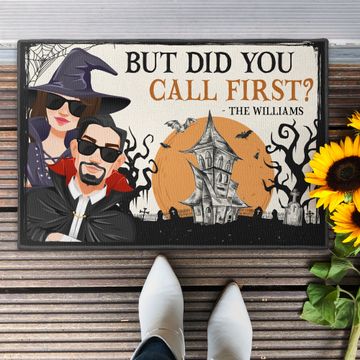 Discover But Did You Call First? Halloween Version - Personalized Doormat