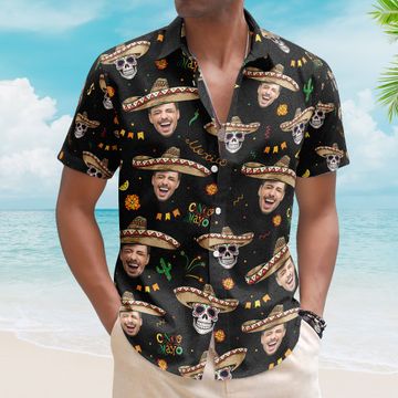Discover Custom Face Cinco De Mayo Mexican Hawaiian Shirt - Custom Photo Hawaiian Shirts